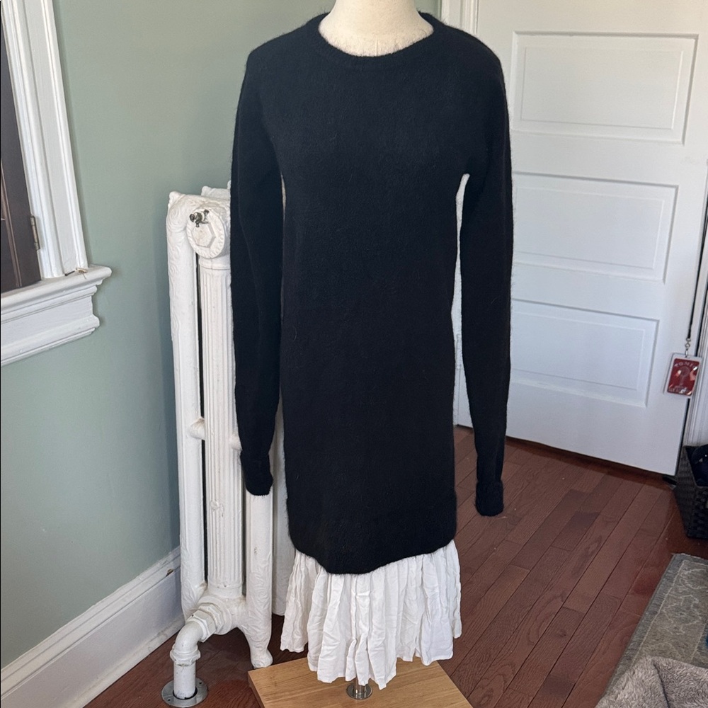 Cavalli Class Black Long Sleeve mohair blend Knit Dress w/skirt